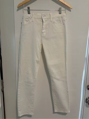 MOTHER The Looker Crop Jeans in Off-White
